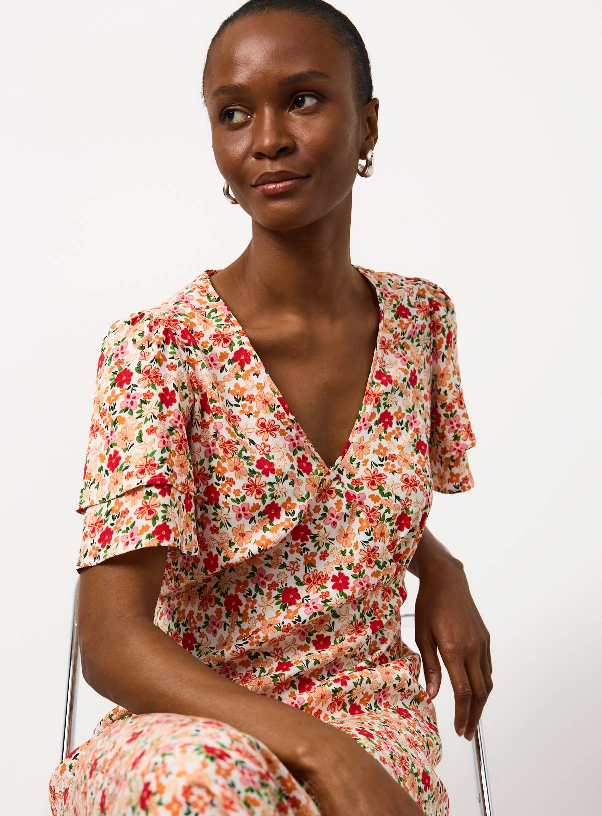 Orange Floral Print Midaxi Tea Dress 12 - Image 2